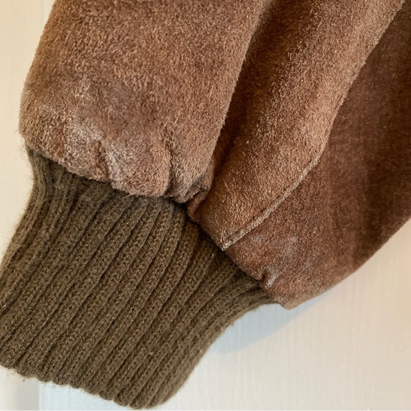 Vintage Talbots Men's Rich Brown Suede Leather Bomber Jacket EUC L Aviator Moto - Picture 10 of 14